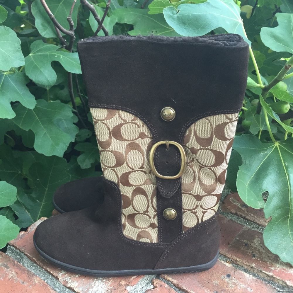 Coach Meyer Signature Brown Suede Boots Sz 7